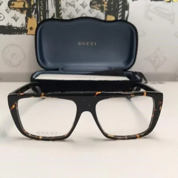 New Authentic Gucci Tortoiseshell Square Glasses GG1040o 002 - Picture 6 of 12
